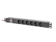 Разклонител Lanberg power distribution unit (pdu) 19' 1U 16a 2m 6x schuko outlets black