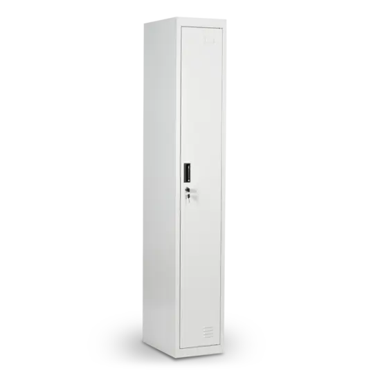 Метален гардероб BTL EL с 1 отделение 185х30х45 см - затворен, сниман отпред, сив 