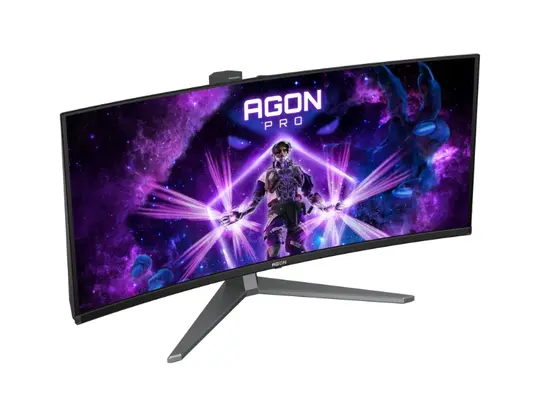 Монитор AOC AG346UCD, 34" Curved 1800R QD-OLED, 3440x1440@175Hz, 0.03msGtG, 1000 cd/m2, 1.5M:1, 80M:1DCR, Adaptive Sync, FlickerFree, Low Blue Light, 8Wx2, Tilt, Height Adjust, Swivel, 2xHDMI, DP, USB hub