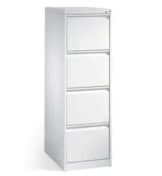 Метална картотека FRT с 4 чекмеджета - снимана отстрани, сива на цвят, затворени чекмеджета