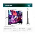 Телевизор Hisense 43" E7S Pro, 4K Ultra HD 3840x2160, QLED, Quantum Dot, 144Hz, HDR 10+ adaptive, HLG, Dolby Vision, DTS Virtual X, Smart TV, WiFi 5GHz, WiFi Direct, BT, Anyview Cast, 3xHDMI, 2xUSB, LAN, CI+, DVB-T2/C/S2, Black