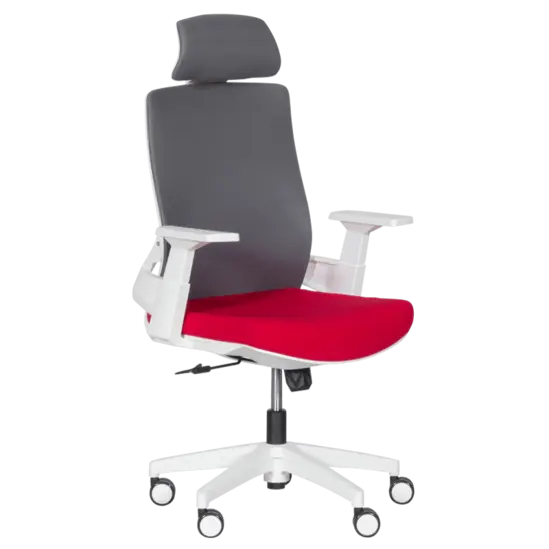 Президентски стол Миглена 46 - два цвята, червена седалка, сива облегалка