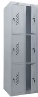 Метален гардероб PMT с 6 отделениe 183х60х50 см- сниман отпред, десните врати отворени, празен, сив