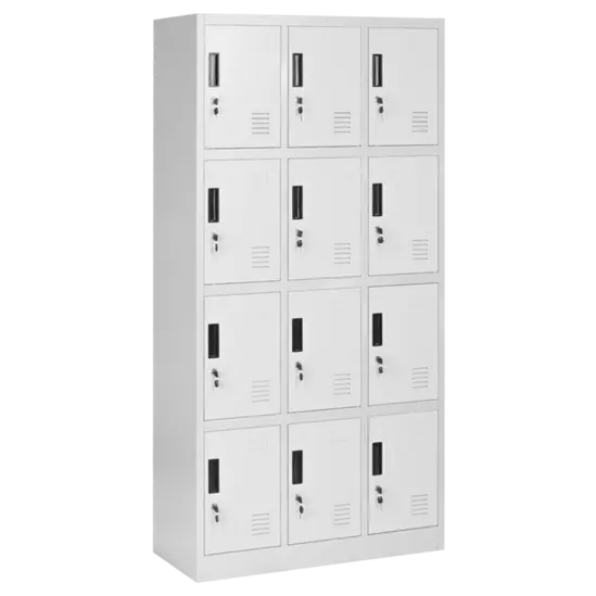 Гардероб метален BTL J с 12 отделения 1859040 - сниман отстрани, сив, затворени врати