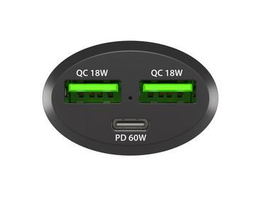 Зарядно устройство Natec Coney 2xUSB, 1xUSB-C Quick charger 84W Black