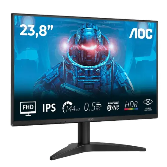 Монитор AOC 24B36X, 23.8" IPS WLED, 1920x1080@144Hz, 4ms GtG, 0.5ms MPRT, 300cd m/2, 1500:1, DCR 20M:1, Adaptive Sync, FlickerFree, Low Blue Light, Tilt, HDMI, DP