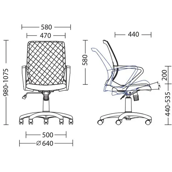 Работен стол ФАНИ -схема, размери