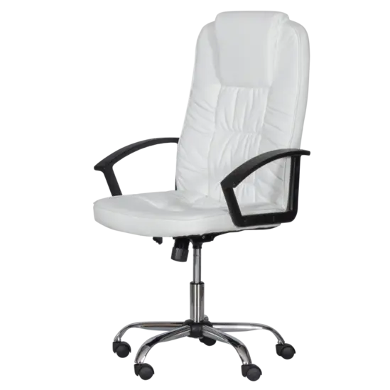 Директорски стол КАРИ- бяла еко кожа, черни подлакътници