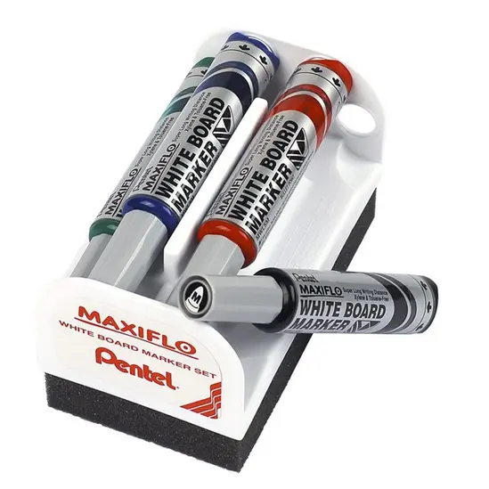 Комплект гъба и 4 маркери Pentel