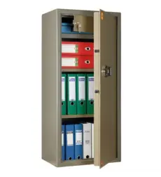 Метален сейф PMT 120 T EL с електронна брава, отворен, с наредени класьори