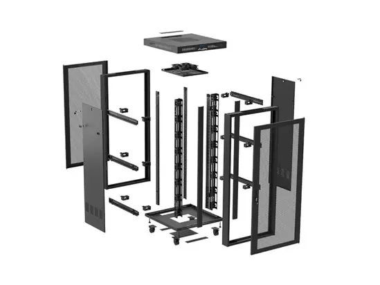 Комуникационен шкаф Lanberg rack cabinet 19' free-standing 37U600X800 (FLAT PACK) with mesh door LCD black