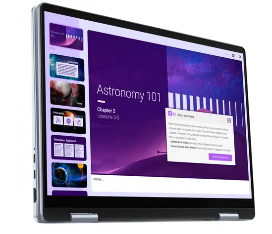 Лаптоп Dell 14 Plus 2-in-1 DB04250, Intel Ultra 7 256V (47 TOPS NPU, 8 cores, up to 4.8 GHz), 14" 16:10 FHD+(1920x1200) Touch 300nits WVA AG, 16GB, LPDDR5X, 8533MTs (onboard), 1TB M.2 SSD PCIe, Intel Arc, FHD RGB and Mic, Wi-Fi 7, FPR, Backlit Kb, Win 11