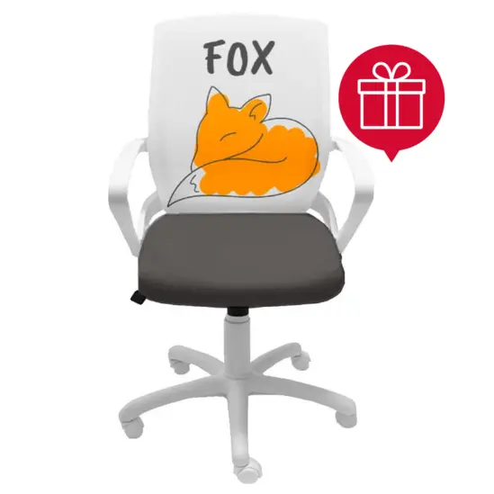 Детски стол ЛИСИЧКА със сива седалка и пиктограма за подарък