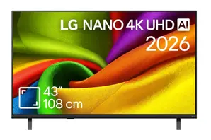 Телевизор LG 43NU8E0B3LA, 43" 4K HDR UHD, 3840x2160, DVB-T2/C/S2, AI Alpha 7, HDR 10, webOS 26, ThinQ AI, VRR, ALLM, HGiG, WiFi, Clear Voice, 4K Super Upscaling, Bluetooth 5.3, Hdmi e-ARC , CI, LAN, AirPlay2, AI Sound Pro, Google Cast, 2 Pole stand, Black