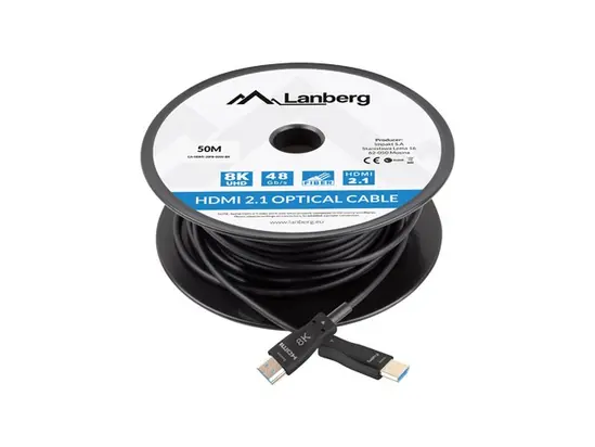 Кабел Lanberg HDMI MM v2.1 cable 50m optical black aoc