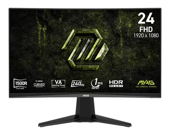 Монитор MSI MAG 245C X24 Gaming Monitor, 23.6", 1ms, 240Hz Curve 1500R VA, 1920x1080, AMD FreeSyncPremium, AI Vision, Console Mode, HDR Ready, 300nits AG, 1.07B, 3000:1, 100M:1, DP(1.2a), 2xHDMI(2.0b), Headphone out, Tilt, VESA 100, Black, 3.2kg