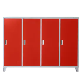 Метален гардероб детски BTL JZ с 4 отделения 130x160x40 см червен с 4 затворени врати, сниман отпред