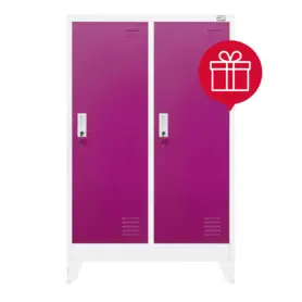 Метален гардероб с 2 отделения 120x80x40 см циклама с пиктограма за подарък