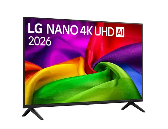 Телевизор LG 43NU800B3LC 43" 4K HDR UHD, 3840x2160, DVB-T2/C/S2, AI Alpha 7, HDR 10, webOS 26, ThinQ AI, VRR, ALLM, HGiG, WiFi, Clear Voice, 4K Super Upscaling, Bluetooth 5.3, Hdmi e-ARC , CI, LAN, AirPlay2, AI Sound Pro, Google Cast, 2 Pole stand, Black