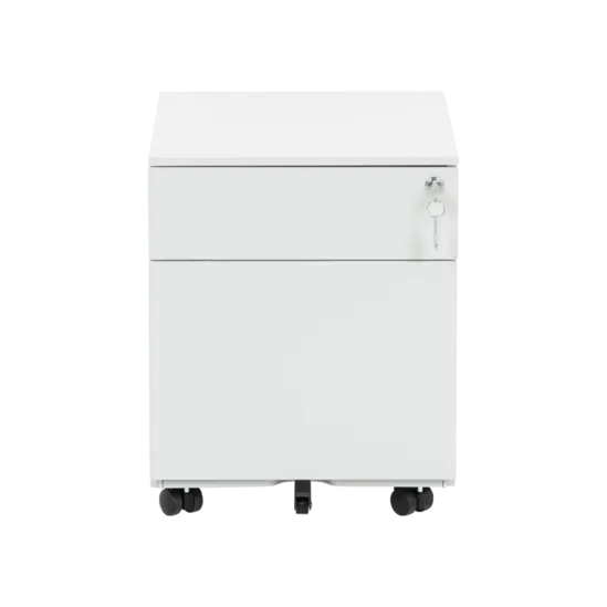 Метален контейнер K BTL с 2 чекмеджета - сив на цвят, сниман в профил, затворени чекмеджета