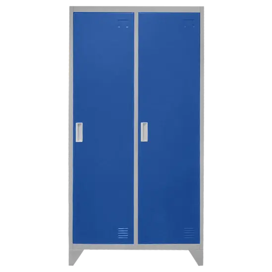 Метален гардероб BTL с 2 отделения 80x40x140 - син, сниман отпред, затворен