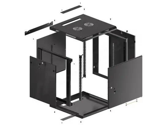 Комуникационен шкаф Lanberg rack cabinet 19' wall-mount 12U600x600 for self-assembly with metal door black (flat pack)