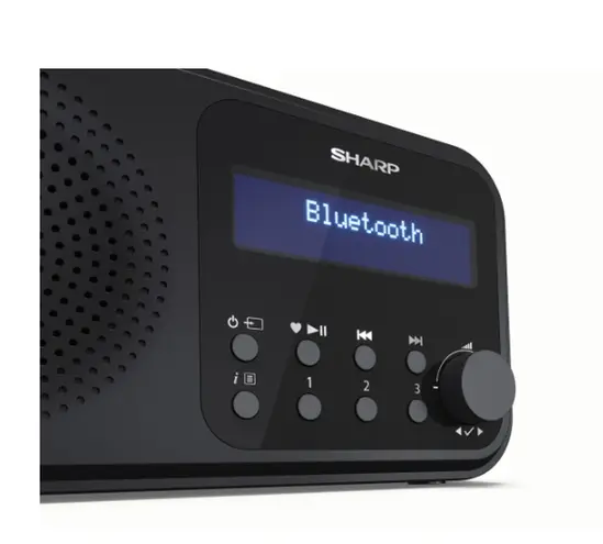 Радио Sharp Radios DR-P420(BK), PORTABLE DIGITAL RADIO, Bluetooth 5.0, 20 DAB+DABFM, Auto timedate, LCD Display, Dual alarm,Micro USB x1 (power supply),3.5mm Headphone jack  line-out, Black