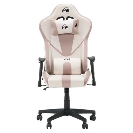 Геймърски стол ИВЕЛ ергономичен бежов, еко кожа, снимка анфас