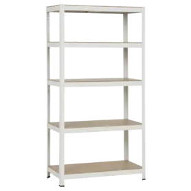 Метален стелаж с МДФ рафтове и безболтова сглобка – модел BTL