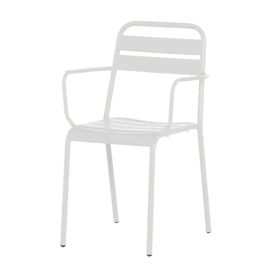 Градински стол ЛУНОРА-сниман отпред, метален, бял