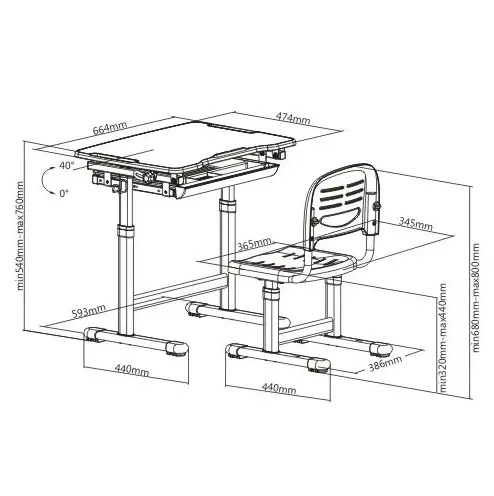 Комплект ученически чин и стол 201 син