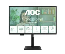 Монитор AOC Q27P4U, 27" IPS WLED, 2560x1440@120Hz, 4ms GtG, 350cd m2, 1500:1, DCR 50M:1, Adaptive Sync, FlickerFree, Anti Blue Light, 2Wx2, Tilt, Height Adjust, Pivot, Swivel, 2xHDMI, DP, USB hub