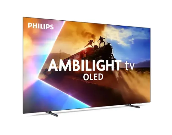 Телевизор Philips 55OLED77012, 55' UHD 4K OLED 120Hz Ultra-low lag, 3840x2160, DVB-TT2CSS2, Ambilight 3, HDR10+, Titan OS, Dolby Vision, Atmos, DTS:X, P5 Perfect Picture Al, BT 5.2, 4*HDMI, VRR, 2* USB, 802.11ac,  20W RMS