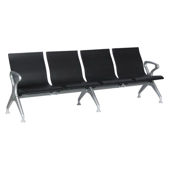 Посетителска пейка BTL - снимка отпред, черен цвят, 4 места