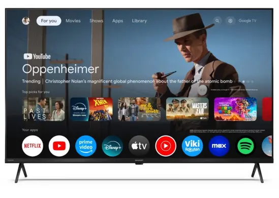 Телевизор Sharp 43HP5265E, 43" QLED Google TV, 4K Ultra HD 3840x2160 Frameless, 1 000 000:1, AQUOS, DVB-TT2CSS2, Active Motion 1000, HDR10, Dolby Atmos, Dolby Vision, Google Assistant, Google Cast, HDMI 2.1 with eARC, 3.5mm Headphone jack  line-out, 