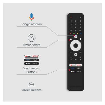 Телевизор Thomson Smart UHD TV 65'; Google TV; 3840 x 2160 (4K UHD), 4000:1, DLED, 60 Hz, DVB-T/T2/C/S/S2, HDR10, Wi-Fi, Bluetooth, LAN, HDMI 2 (2.0) + 2 (2.1), USB 2 (2.0) + 1 (3.0),Central Swivel Stand, Black