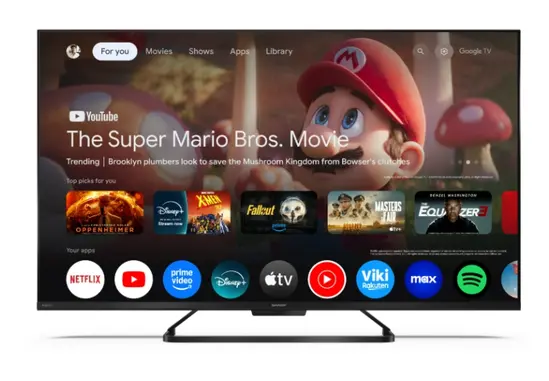 Телевизор Sharp 43HR7265E, 43" QLED Google TV, 144 Hz, 4K Ultra HD 3840x2160 Frameless, AQUOS, DVB-TT2CSS2, Active Motion 1400, HDR10, Dolby Atmos, Dolby Vision, DTS:X, Google Assistant, Google Cast, HDMI 2.1 with eARC, VRR, 3.5mm Headphone jack  lin