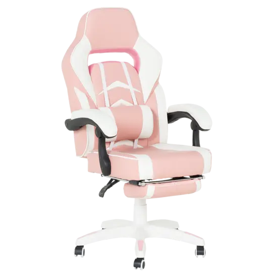 Геймърски стол ЖИЗЕЛ- бяла база, еко кожа