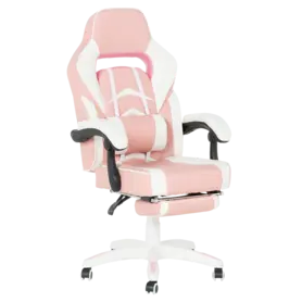 Геймърски стол ЖИЗЕЛ- бяла база, еко кожа