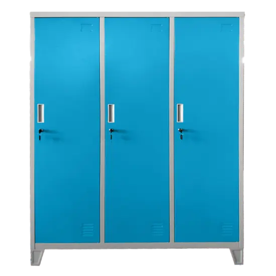 Метален гардероб детски BTL JZ с 3 отделения 150x120x40 см- светлосин, затворен