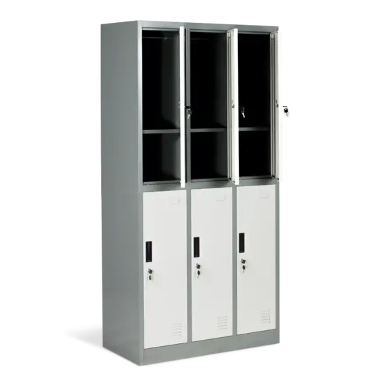 Метален гардероб BTL KL с 6 отделения 185х90х45 см- с 3 отворени врати