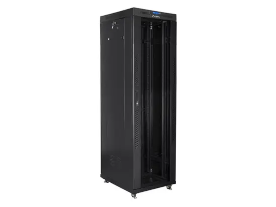 Комуникационен шкаф Lanberg rack cabinet 19' free-standing 42U600x800 (flat pack) with glass door lcd black v2