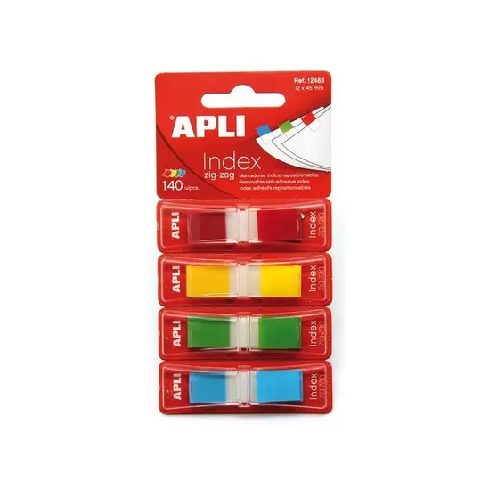 Самозалепващи индекси 12x45мм Zig-Zag 4 цвята в диспенсър