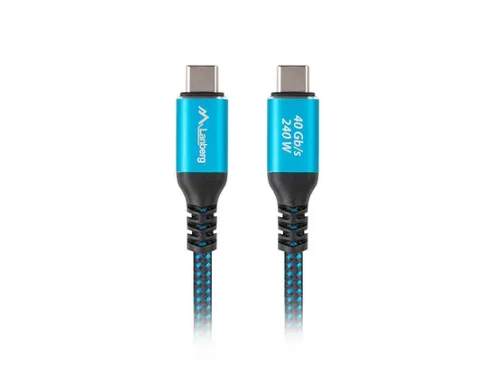 Кабел Lanberg USB-C MM 4.0 cable 1m 240w 8k 60hz black-blue
