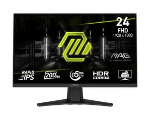 Монитор MSI MAG 244F Gaming Monitor, 23.8", 0.5ms, 200Hz Rapid IPS, 1920x1080, AMD FreeSync Premium, AI Vision, Console Mode, HDR Ready, 300nits AG, 1.07B, 1000:1, 100M:1, DP(1.2a), HDMI(2.0b), Headphone out, Tilt, VESA 100, Black, 2.9kg