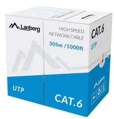 Кабел Lanberg LAN cable UTP CAT.6 305m solid CCA, grey