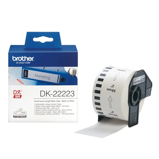 Консуматив Brother DK-22223 White Continuous Length Paper Tape 50mm x 30.48m, Black on White