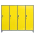 Метален гардероб BTL JZ с 4 отделения 150x159x40 см жълт с 4 затворени врати и заключване