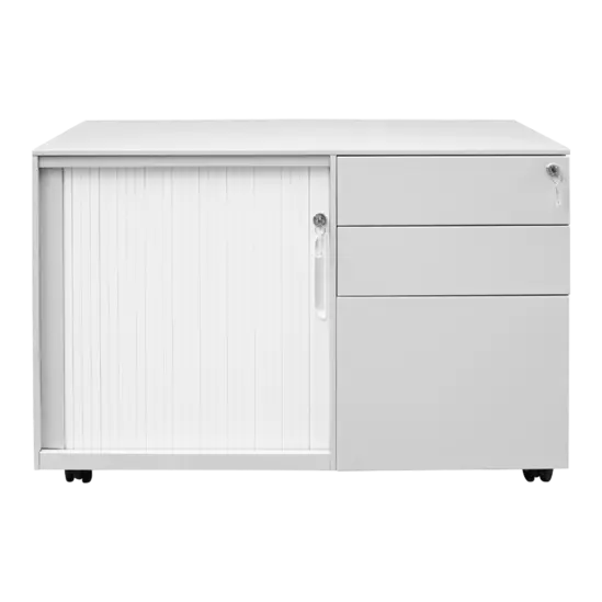 Метален контейнер H BTL с 2 чекмеджета и плъзгаща врата - сниман в профил, затворени врати, празен