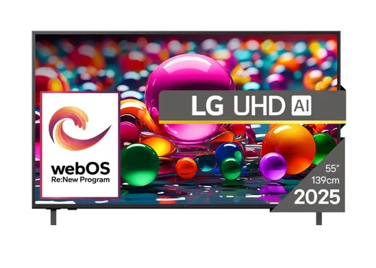 Телевизор LG 55UA74003LB, 55" 4K UltraHD TV 4K (3840x2160), DVB-T2CS2, webOS 25 Smart, ThinQ AI, Alpha 7 AI Processor, WiFi, HDR10 pro, HLG, ALLMHGiG, 4K Upscaling, AI Sound pro, Multiple View, HDMI eARC, LAN, USB, Bluetooth, Google Cast, 2 Pole Stand,